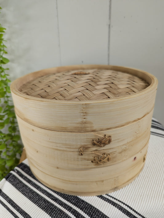 Bamboo Steamer Basket with Parchment Sheets