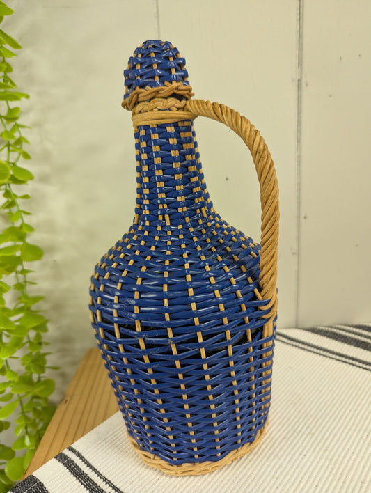 Blue Wicker Wrapped Bottle