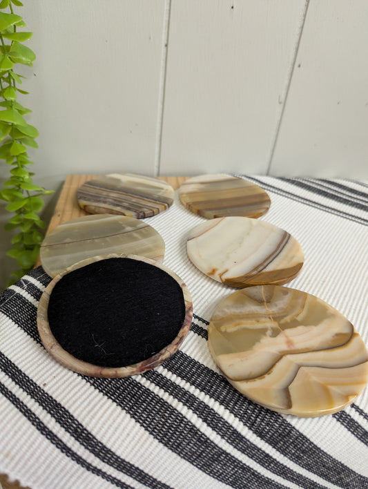 Set of Six Onyx Agate Coasters
